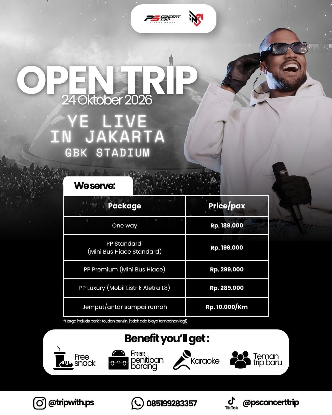 Poster open trip Ye Live in Jakarta